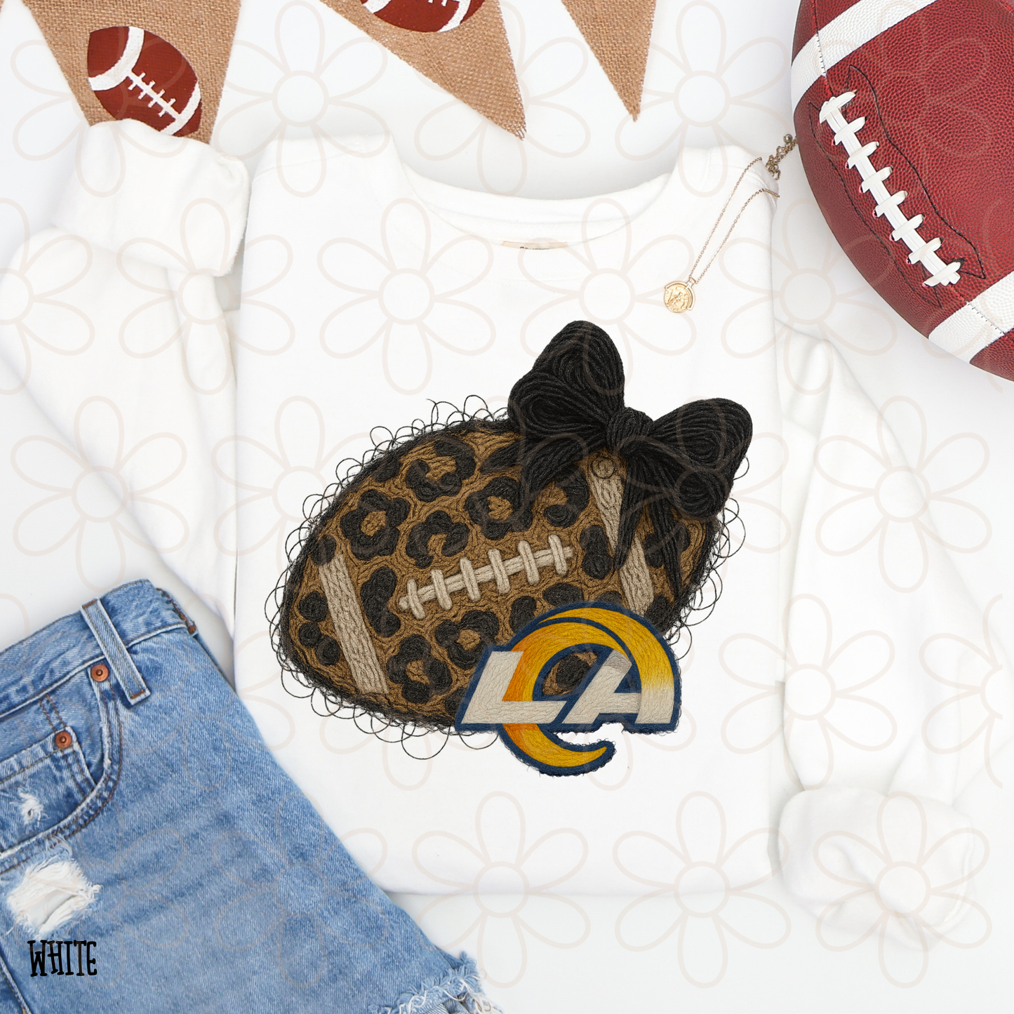 Leopard Faux Football Teams (Multiple Options) Completed Tee