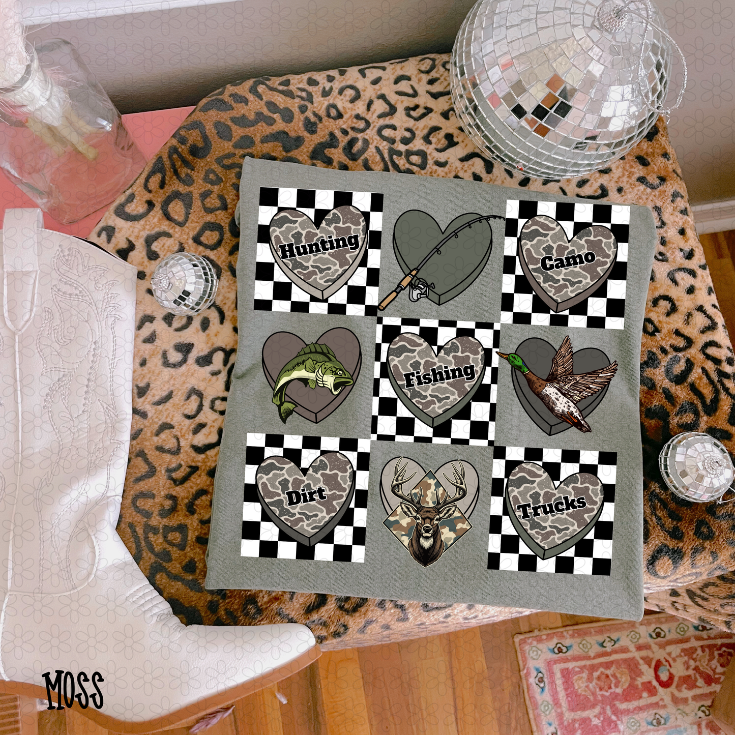 Hunting Fishing Camo Hearts Completed Tee