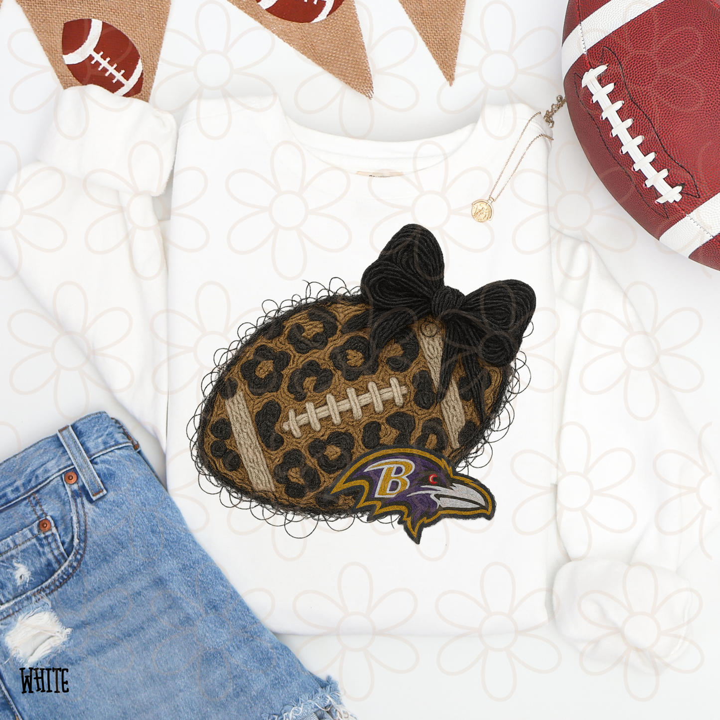 Leopard Faux Football Teams (Multiple Options) Completed Tee