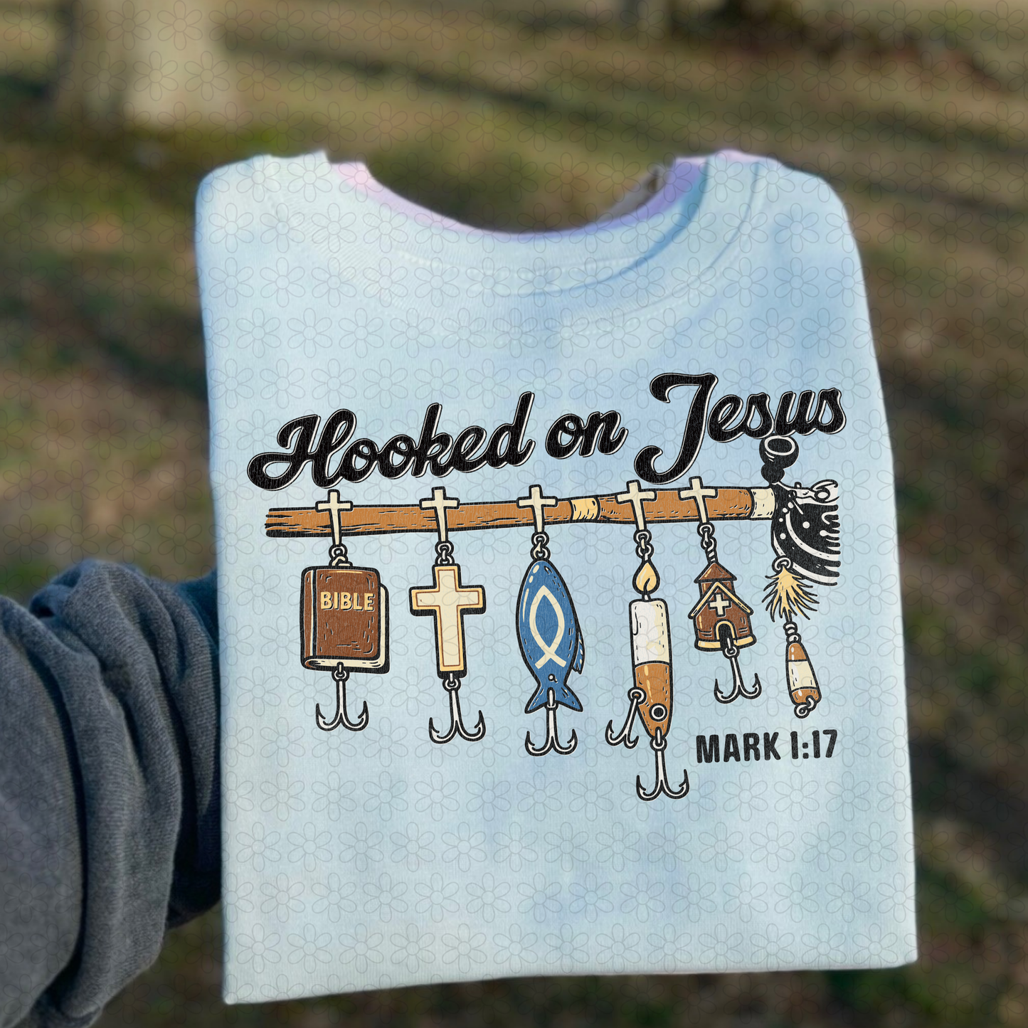 Hooked on Jesus Completed Tee