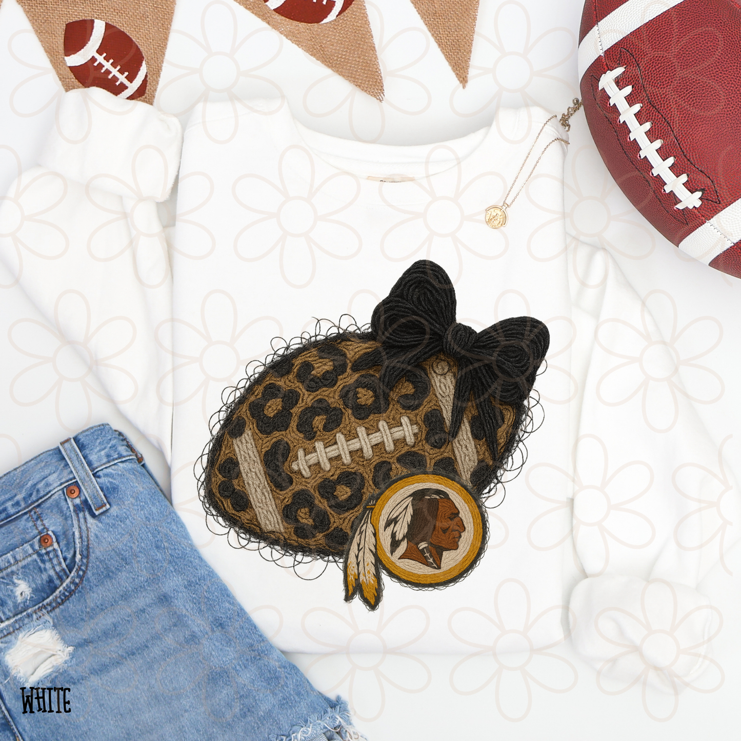 Leopard Faux Football Teams (Multiple Options) Completed Tee
