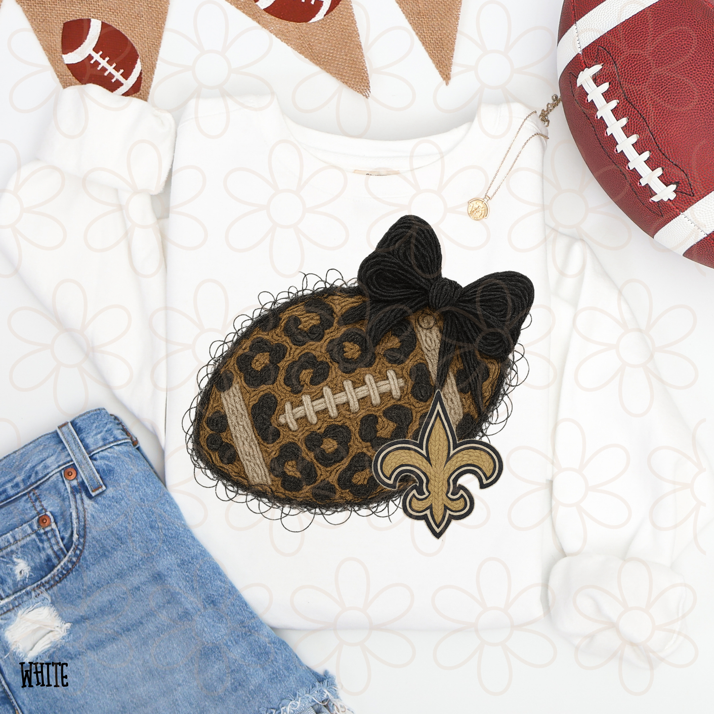 Leopard Faux Football Teams (Multiple Options) Completed Tee