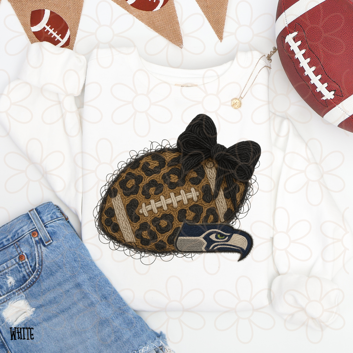 Leopard Faux Football Teams (Multiple Options) Completed Tee