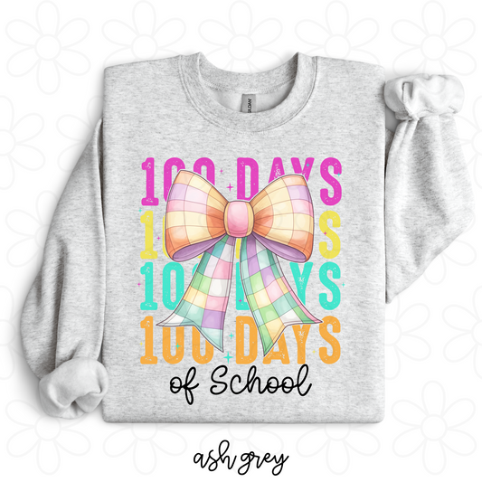 100 Days Of School Colorful Bow Kids Completed Tee