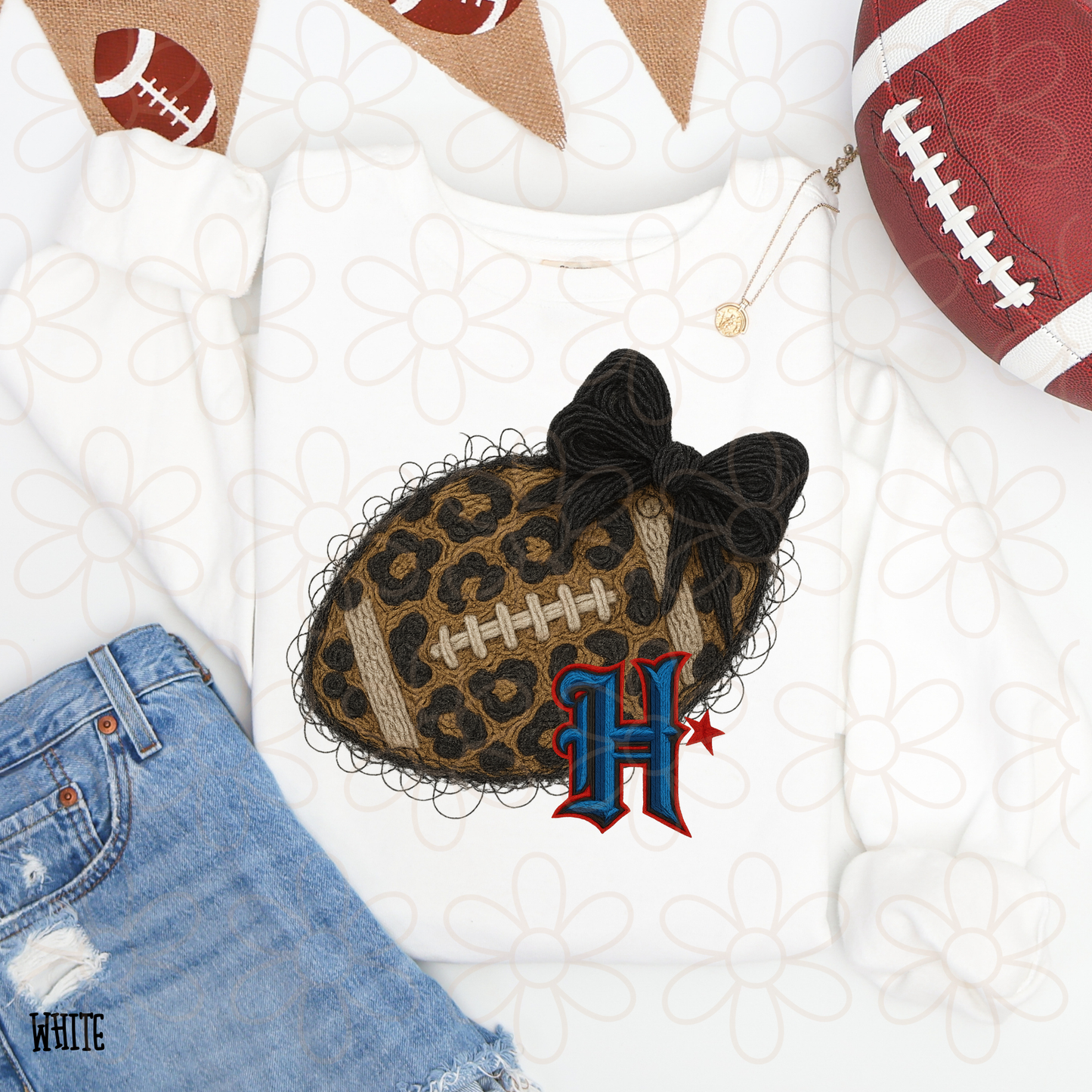 Leopard Faux Football Teams (Multiple Options) Completed Tee