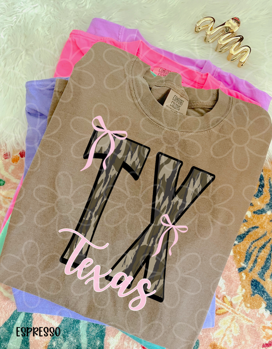 Camo States Pink Bows (Multiple Options) DTF Transfer