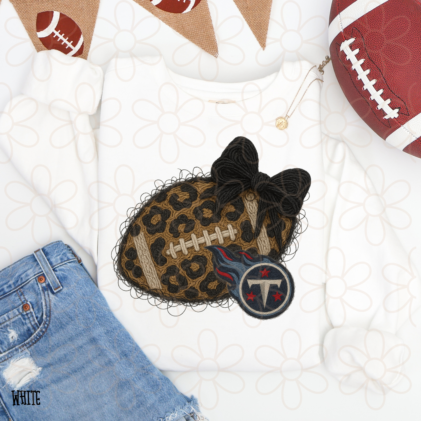 Leopard Faux Football Teams (Multiple Options) Completed Tee