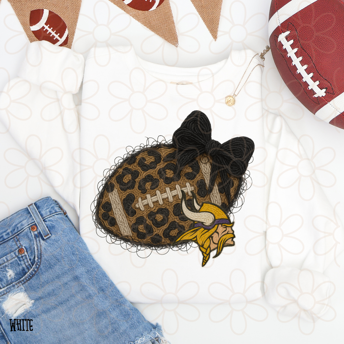 Leopard Faux Football Teams (Multiple Options) Completed Tee