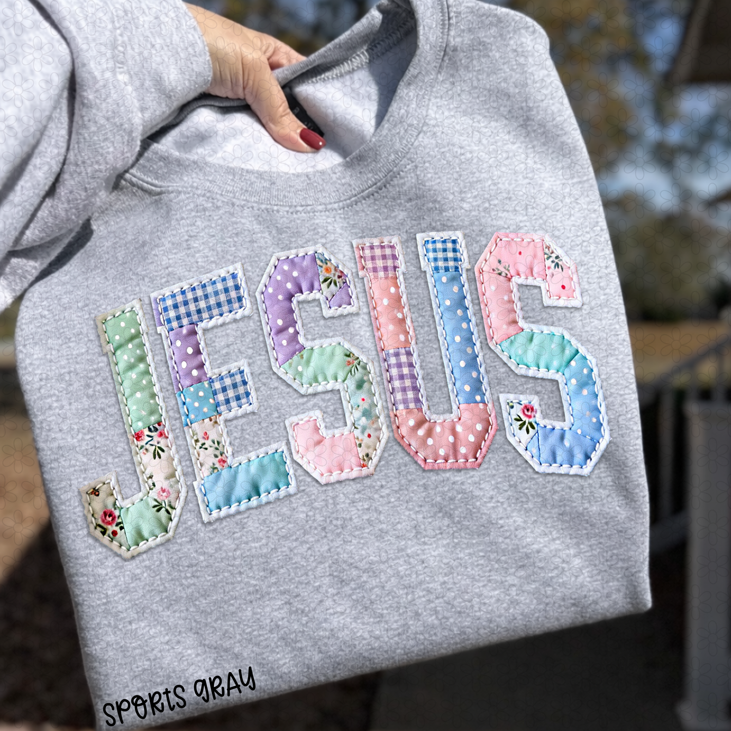 Floral Patch Jesus DTF Transfer