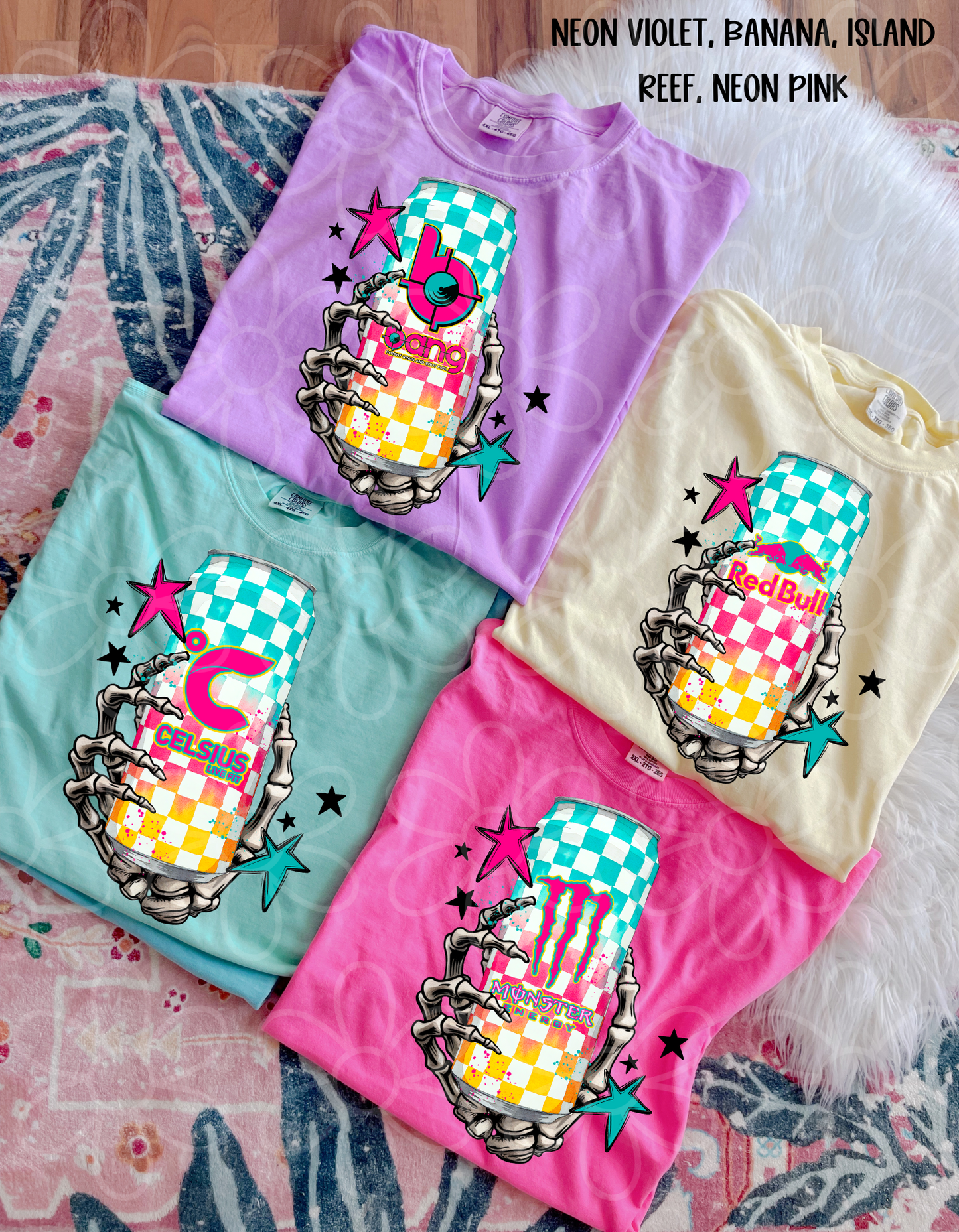 Energy Drink Skeleton Hand (Multiple Options) Completed Tee