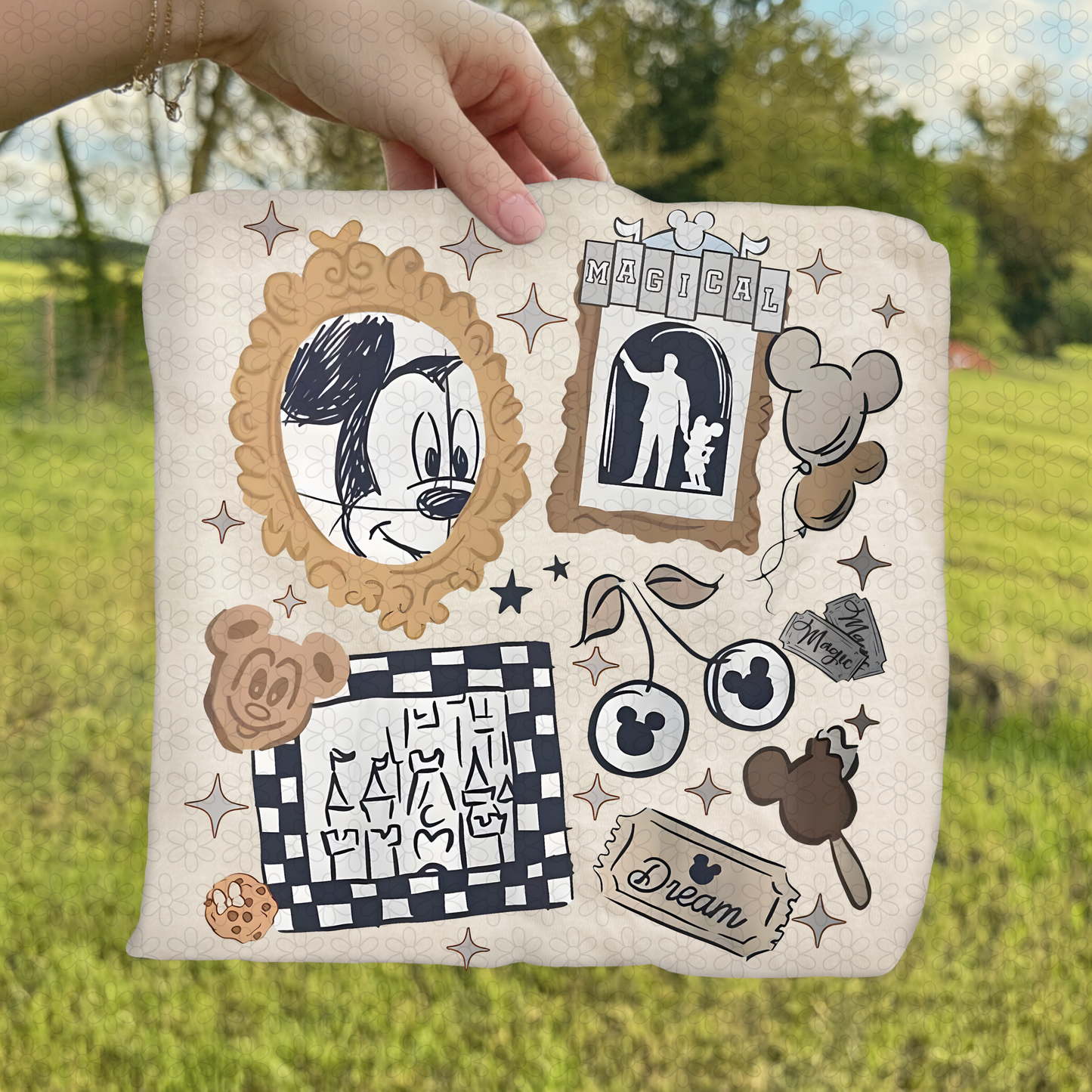 Neutral Checkered Mouse DTF Transfer