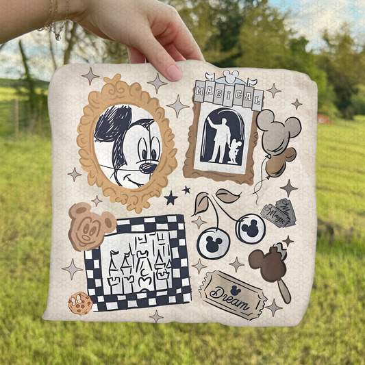 Neutral Checkered Mouse DTF Transfer