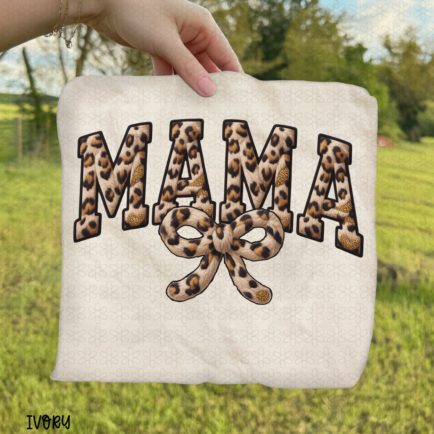 Leopard Mama with Bow Completed Tee