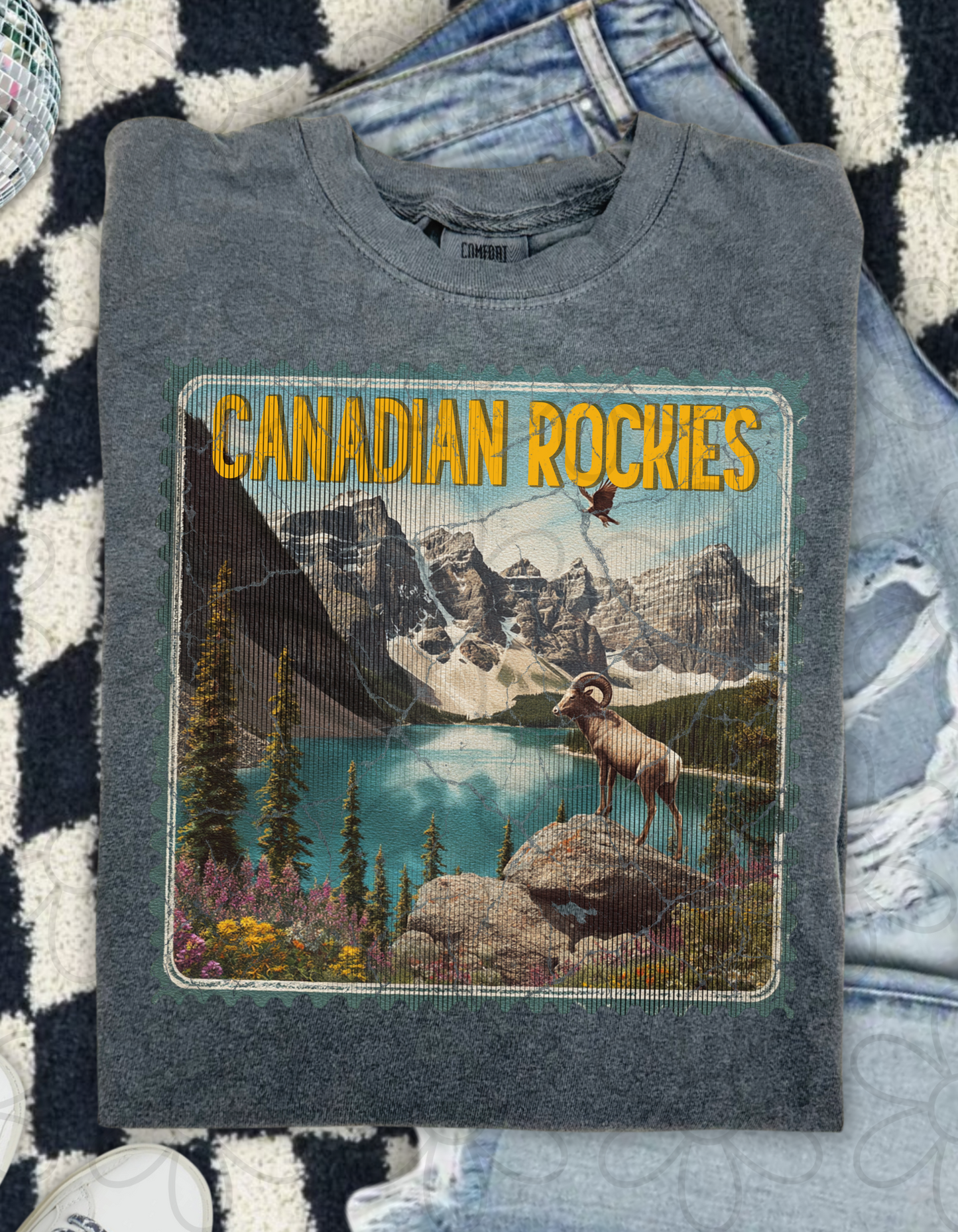 Distressed Destination Stamps (Multiple Options) Completed Tee