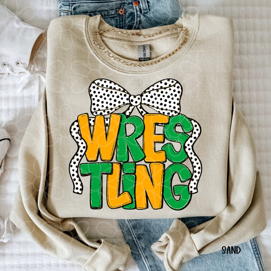 Wrestling Black & White Bow (Multiple Color Options) DTF Transfer