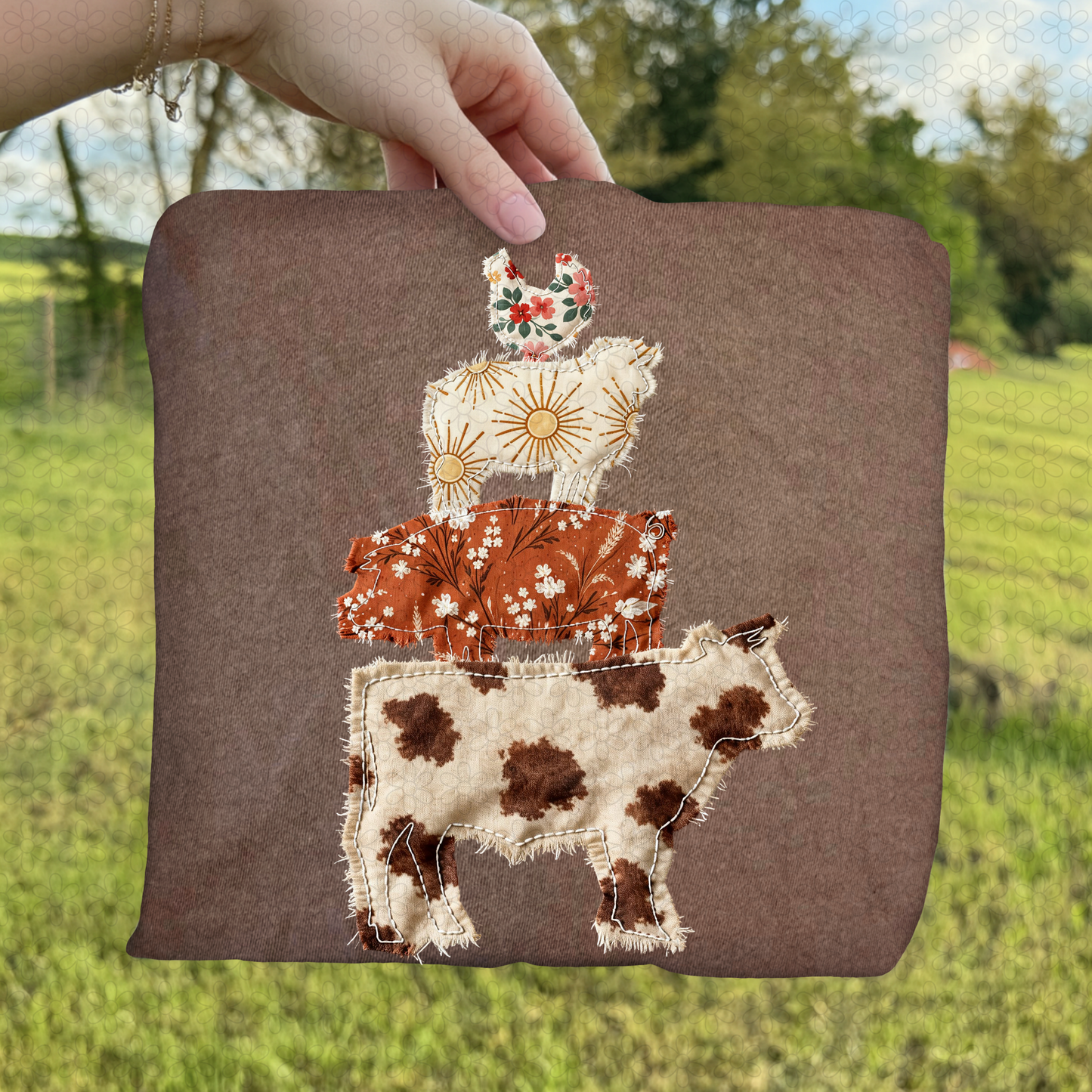 Stitched Farm Animals Completed Tee
