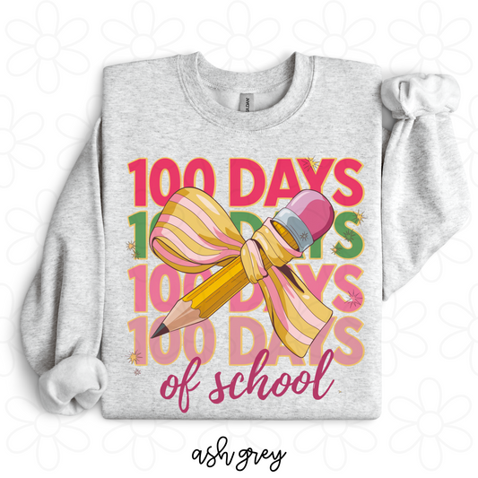 100 Days Of School Pink, Red & Green Kids Completed Tee