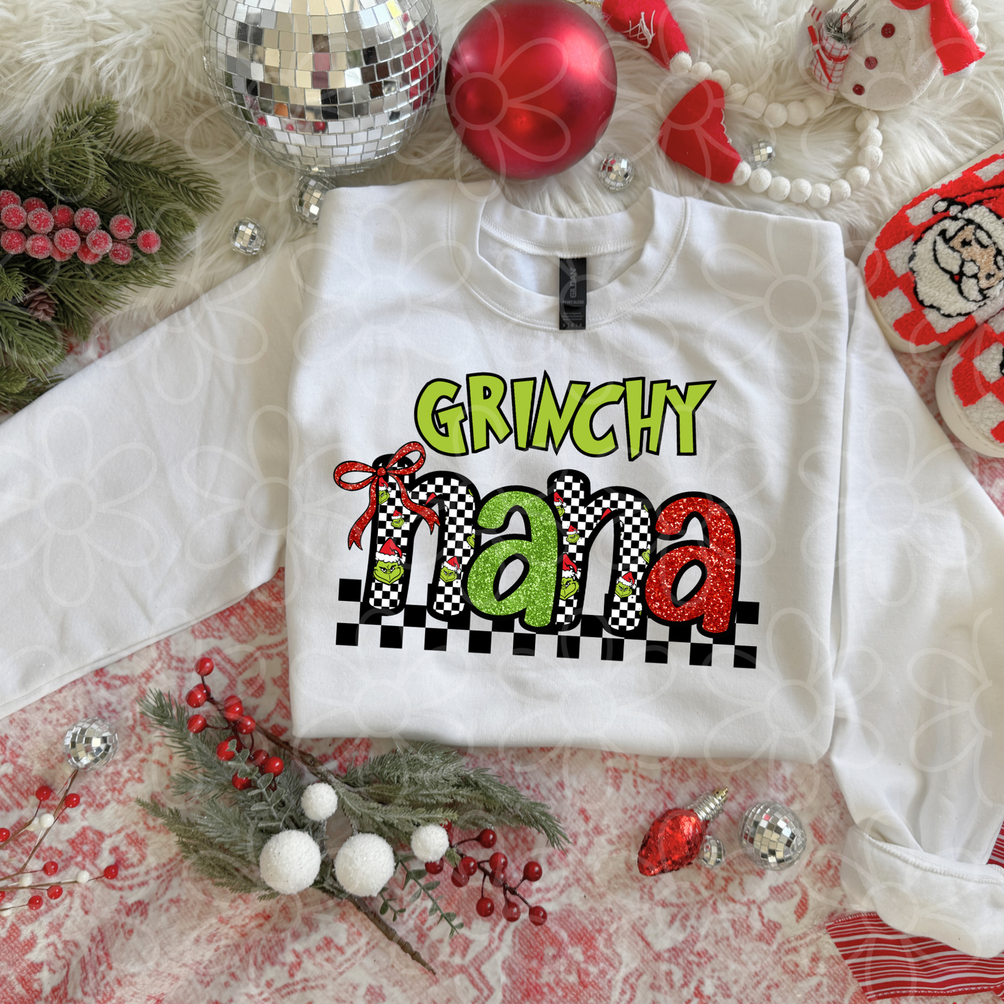 Grinchy Checkered Name (Multiple Options) Completed Tee