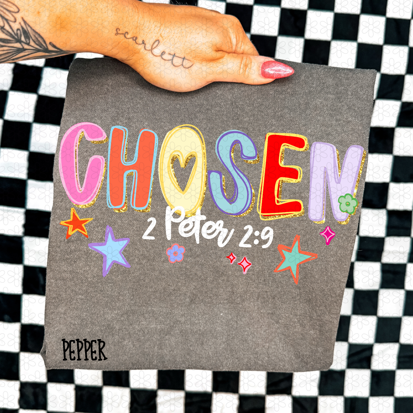 Retro Colorful Gold Religious Verses (Multiple Options) Kids Completed Tee