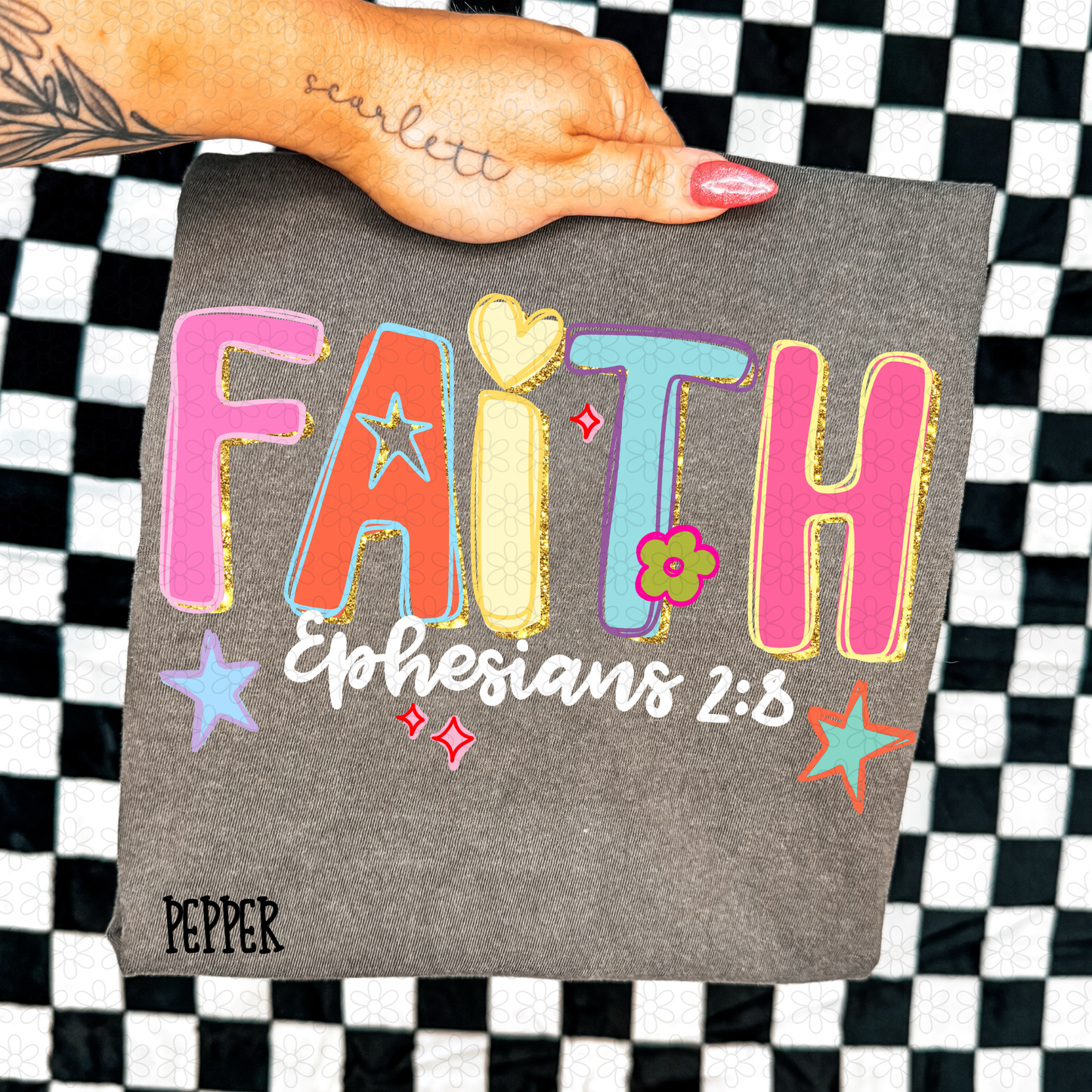 Retro Colorful Gold Religious Verses (Multiple Options) Completed Tee