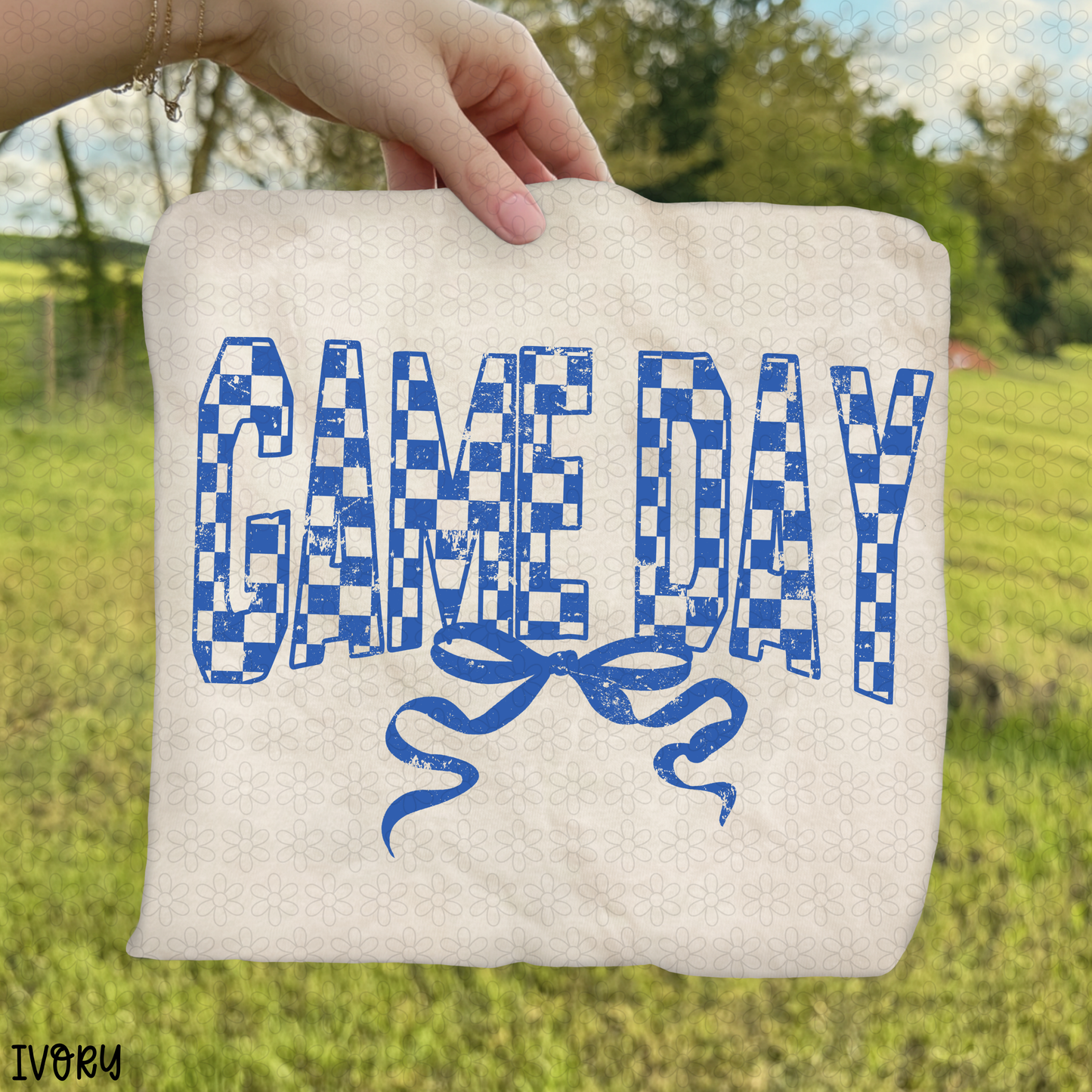 Distressed Checkered Game Day with Bow DTF Transfer