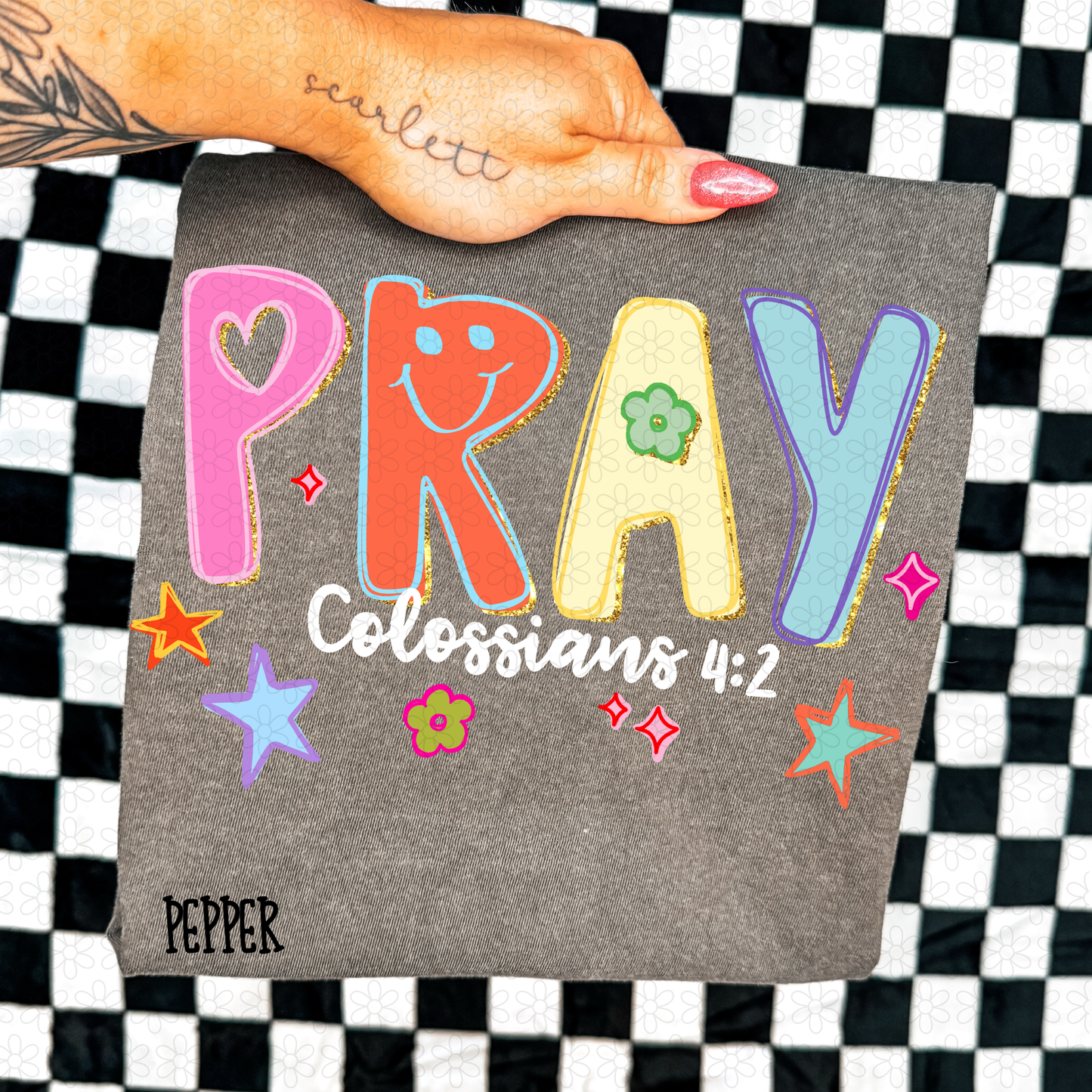 Retro Colorful Gold Religious Verses (Multiple Options) Completed Tee