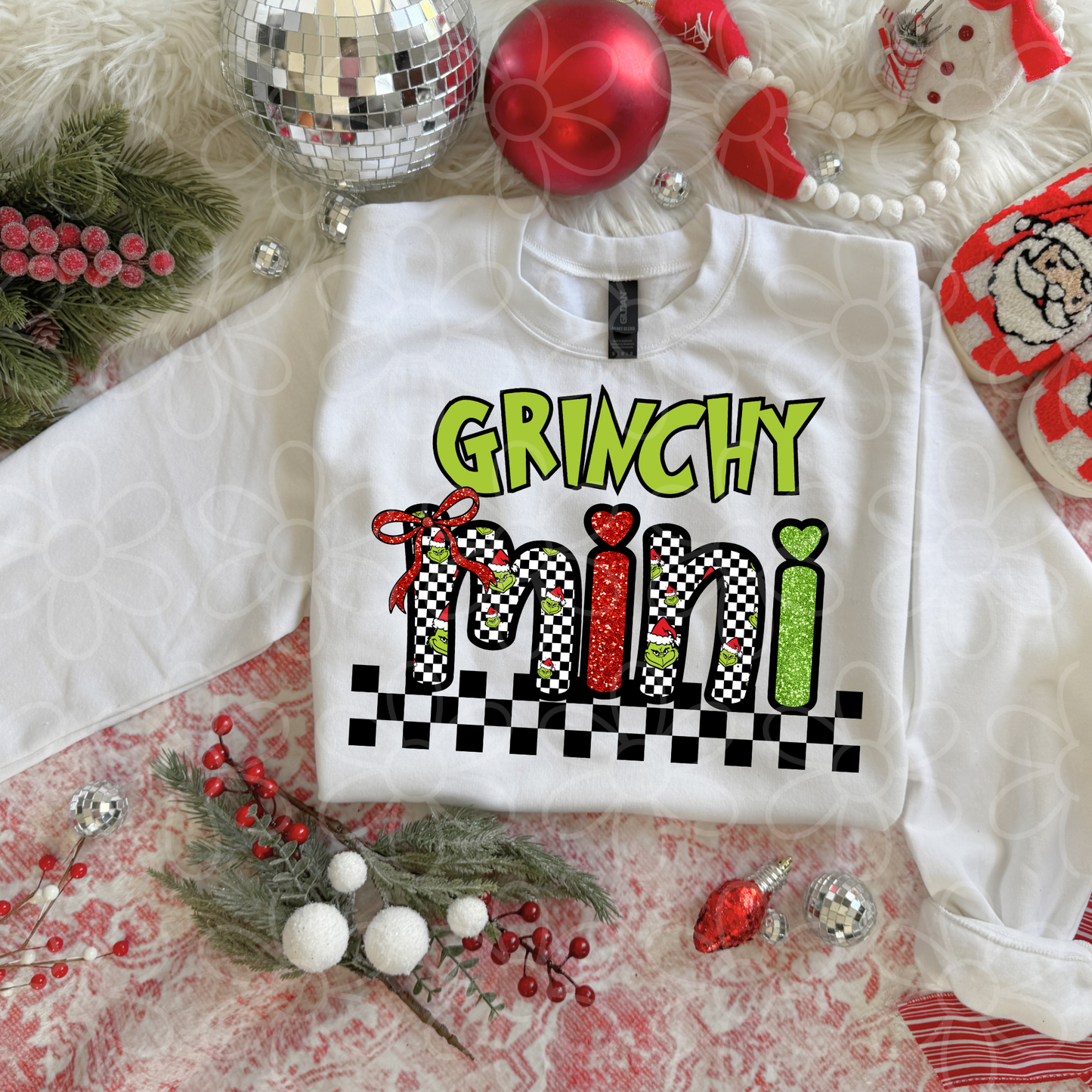 Grinchy Checkered Mini Kids Completed Tee