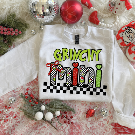 Grinchy Checkered Mini Kids Completed Tee