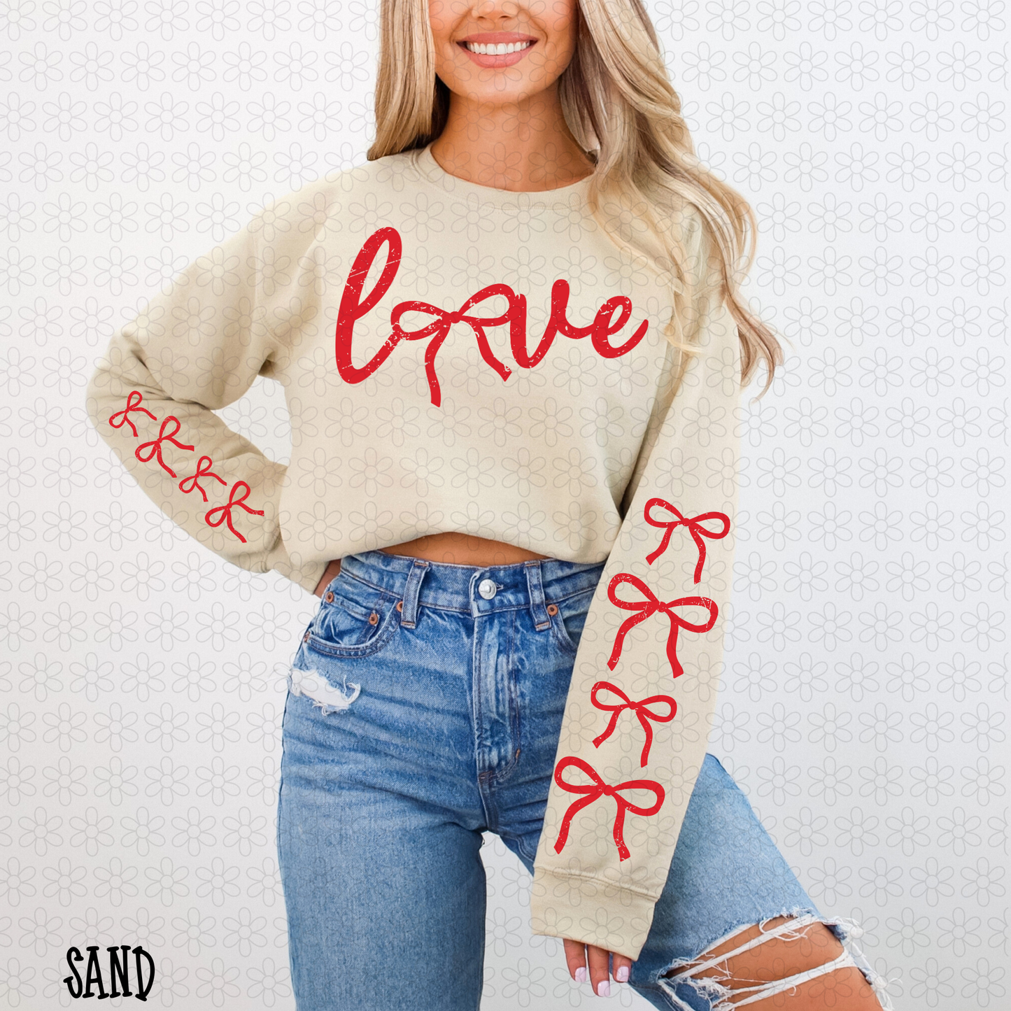 Distressed Love Bows (Multiple Color Options) Kids Completed Tee