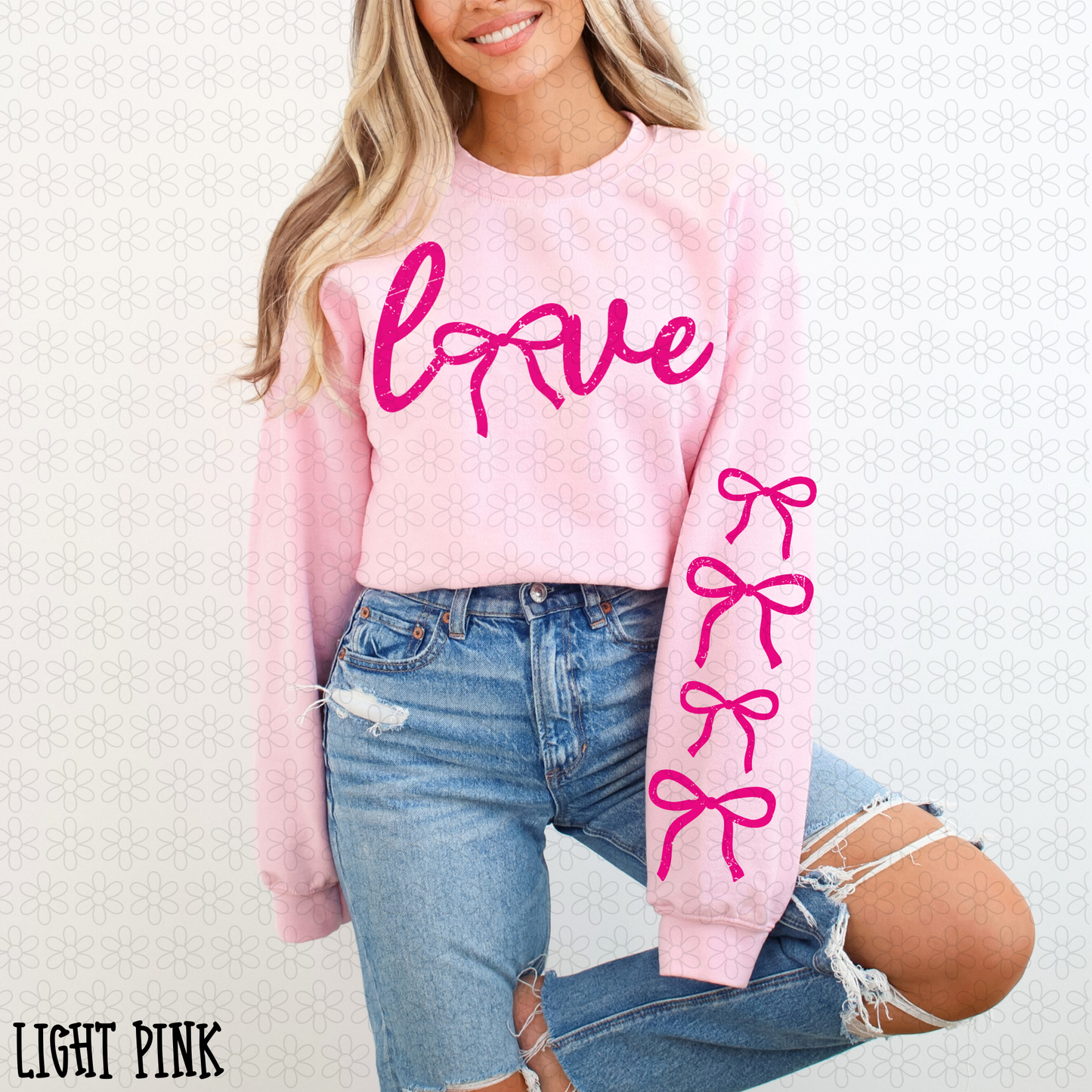 Distressed Love Bows (Multiple Color Options) Kids Completed Tee