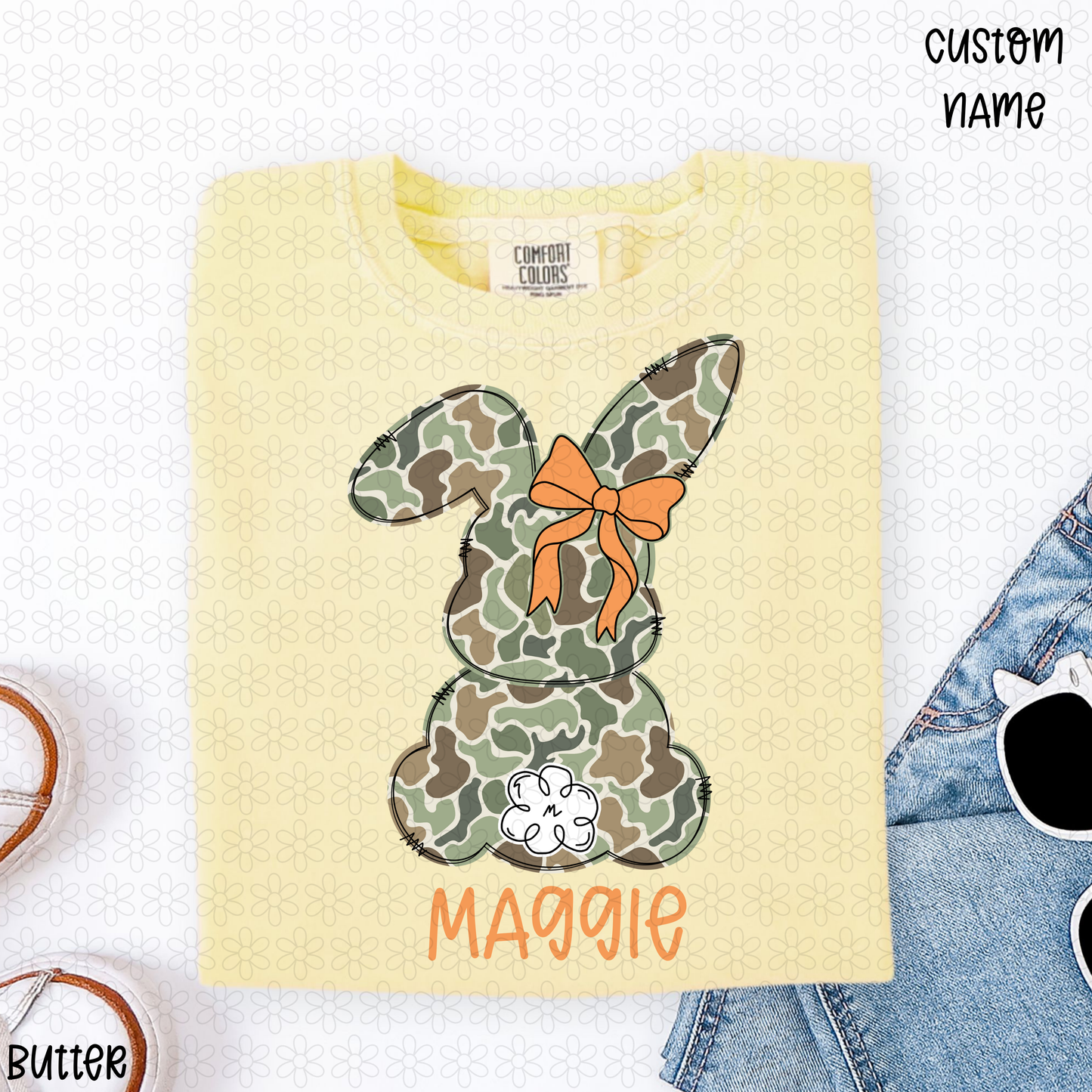 Girl Custom Camo Bunny Completed Tee