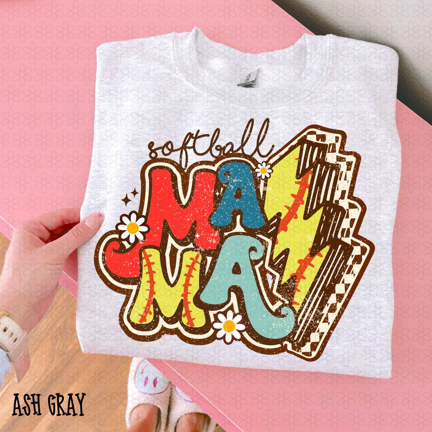 Retro Softball Mama Completed Tee