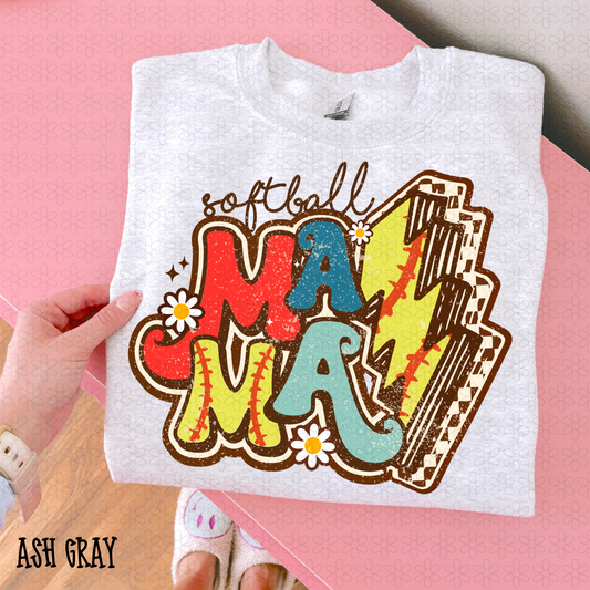 Retro Softball Mama Completed Tee