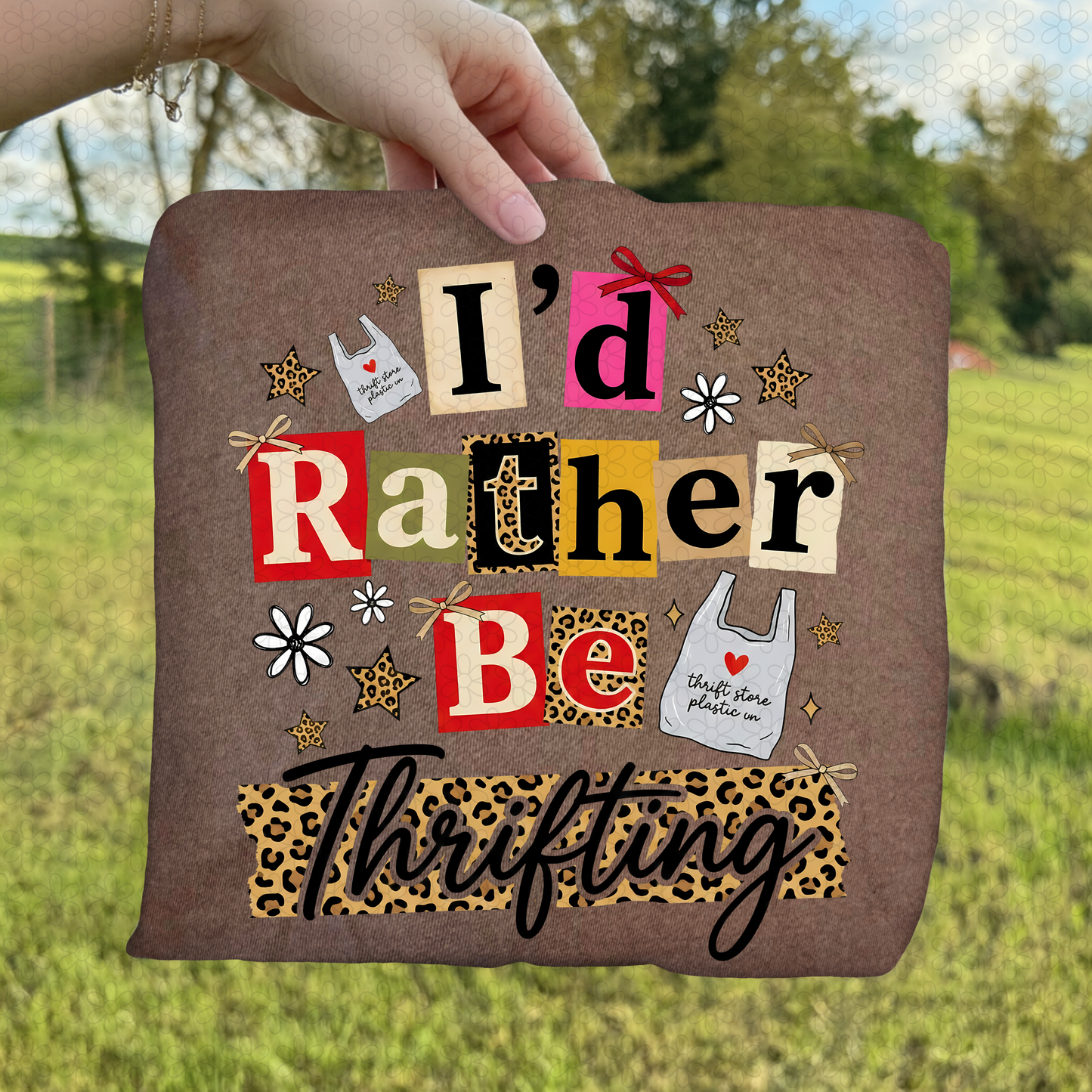 Leopard I'd Rather Be Thrifting Completed Tee