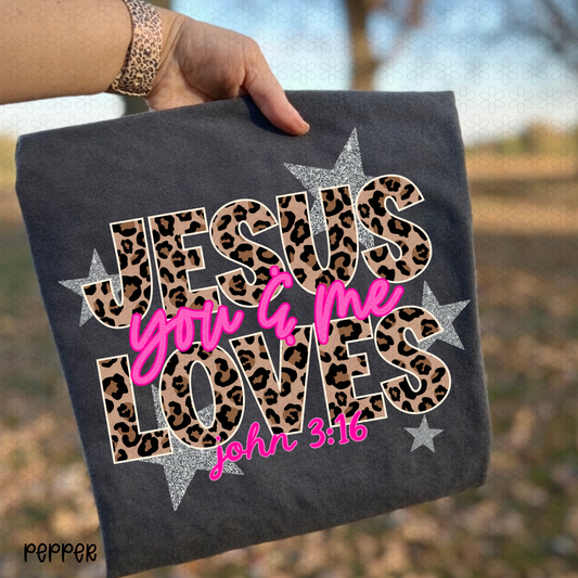 Leopard Jesus Loves You & Me Completed Tee