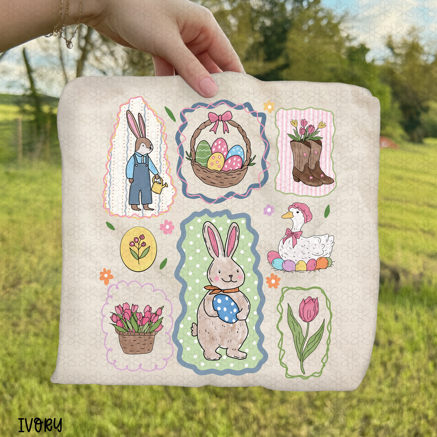 Easter Goose and Boots Completed Tee