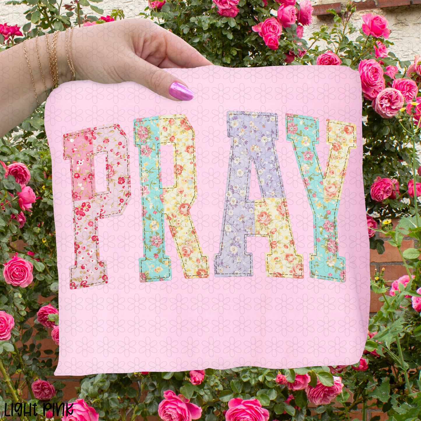 Pastel Floral Pray Completed Tee