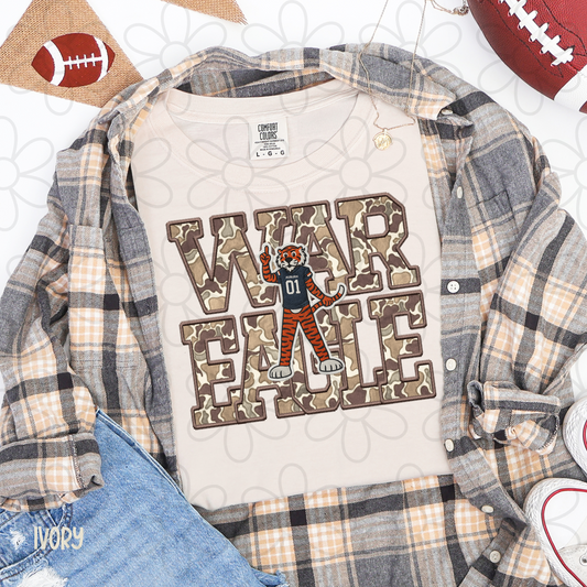 Camo Football Teams Mascot (Multiple Options) Kids Completed Tee