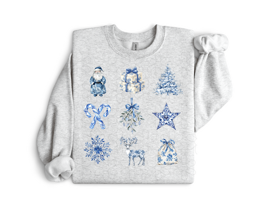 Vintage Blue Christmas Coquette DTF Transfer