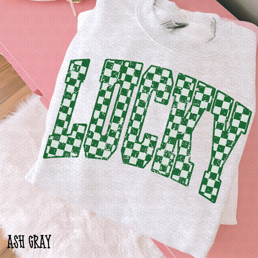 Checkered Distressed Lucky DTF Transfer