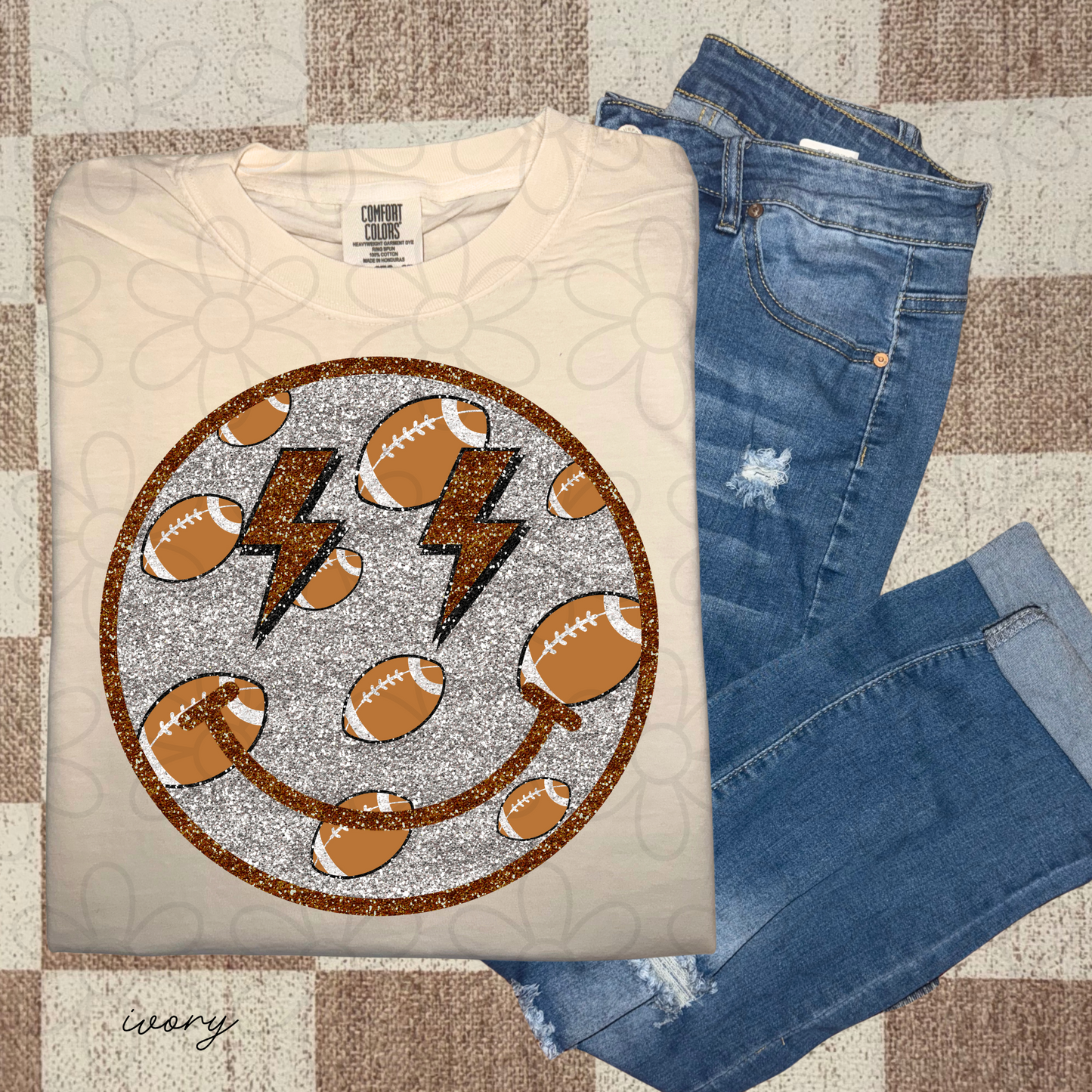 Glitter Sports Smiley (Multiple Options) Kids Completed Tee