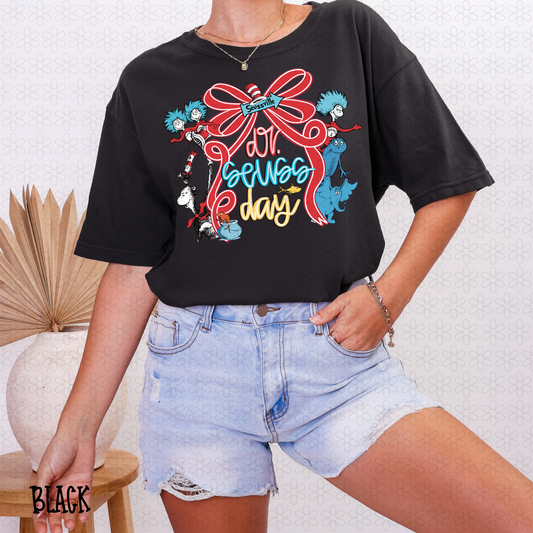 Neon Bow Dr Seuss Day DTF Transfer