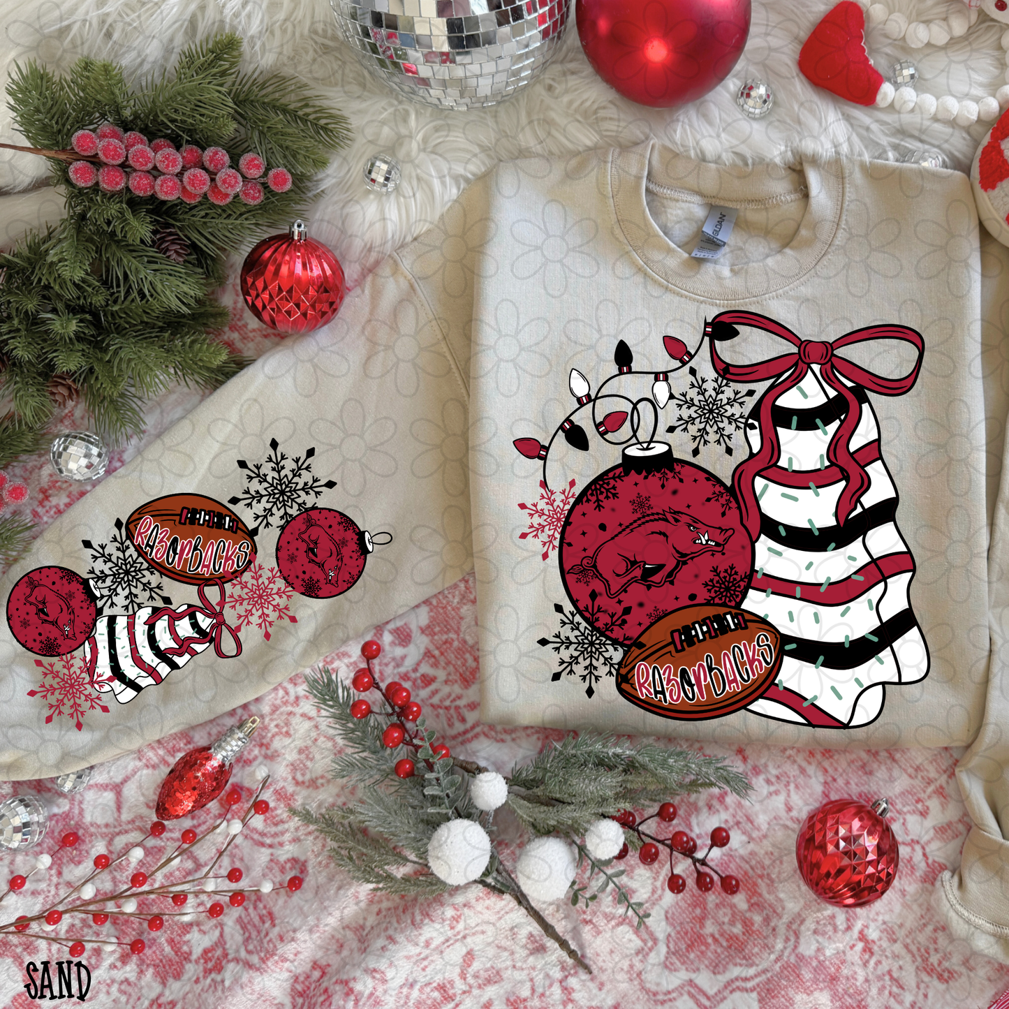 Christmas Tree Cake Football Teams (Multiple Options) DTF Transfer