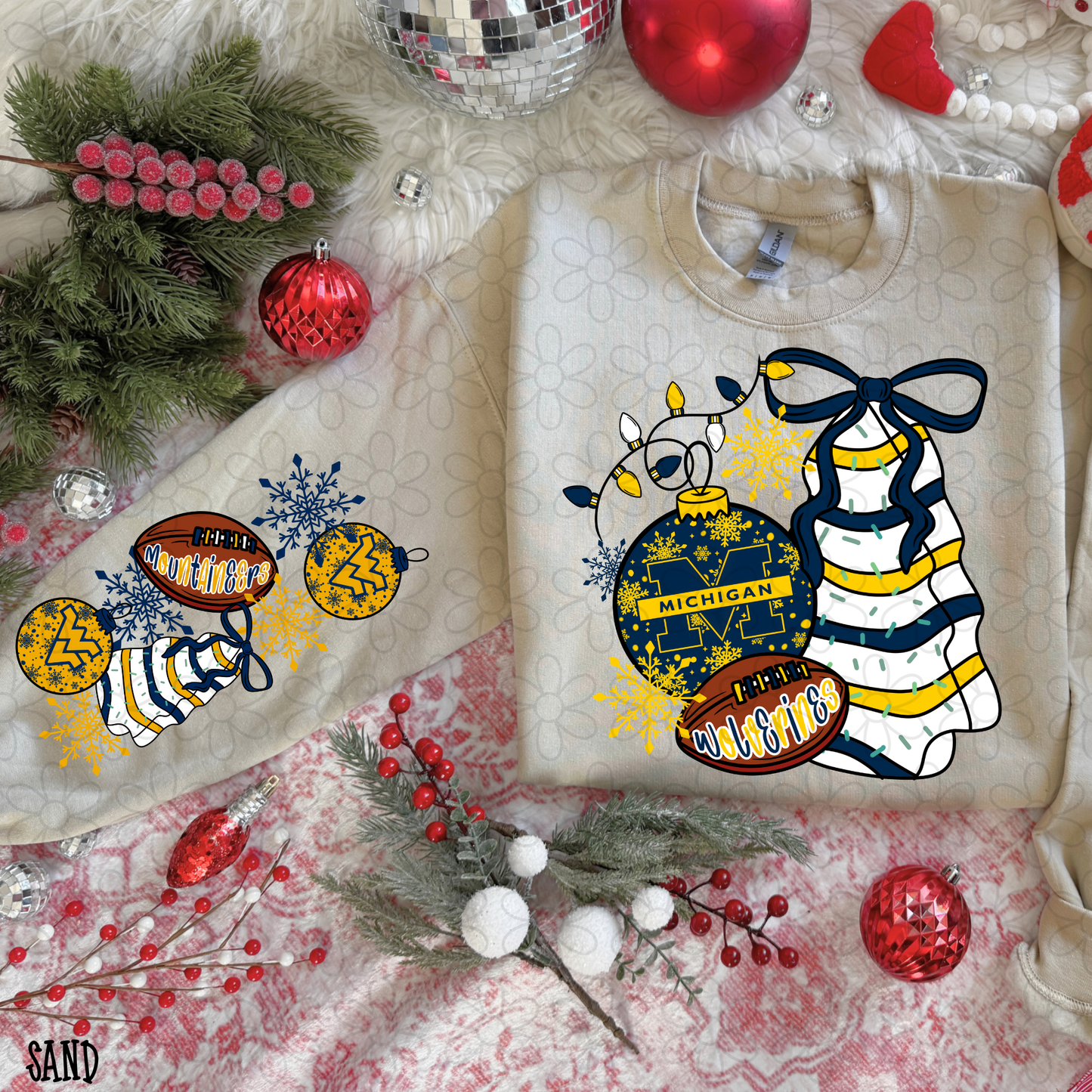 Christmas Tree Cake Football Teams (Multiple Options) Completed Tee