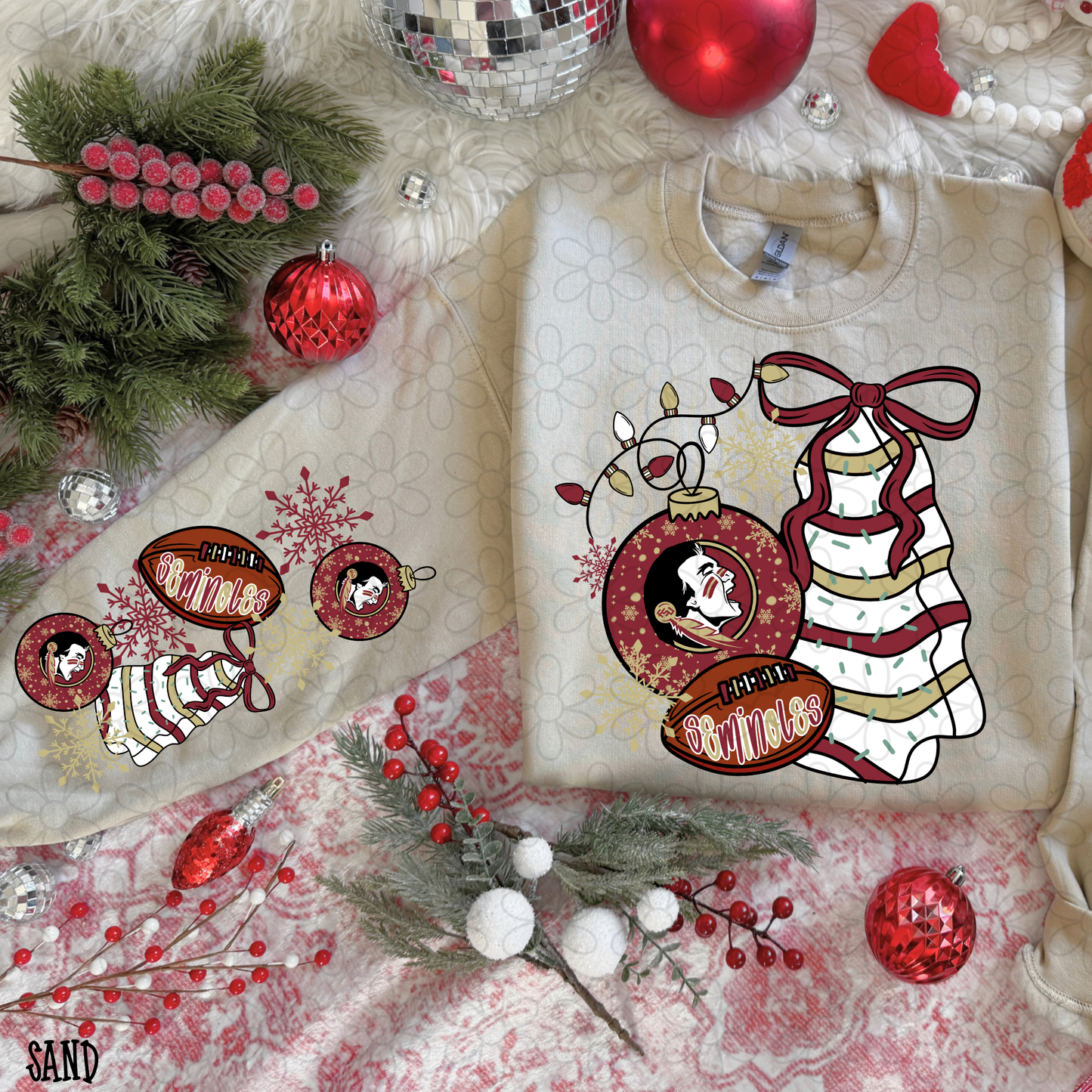 Christmas Tree Cake Football Teams (Multiple Options) Completed Tee