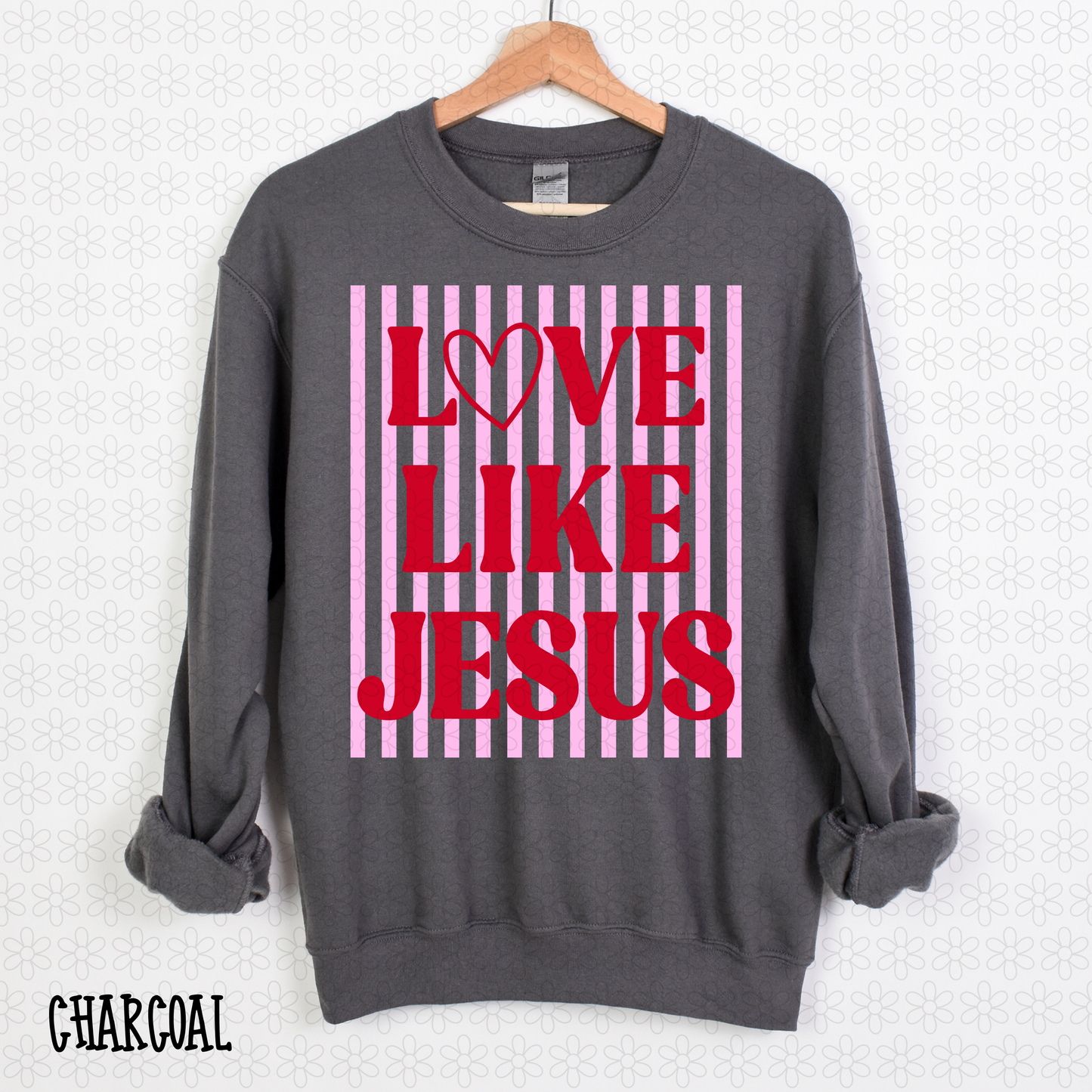 Pink Stripe Love Like Jesus Completed Tee