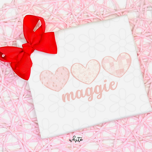 Custom Name Hearts Kids Completed Tee