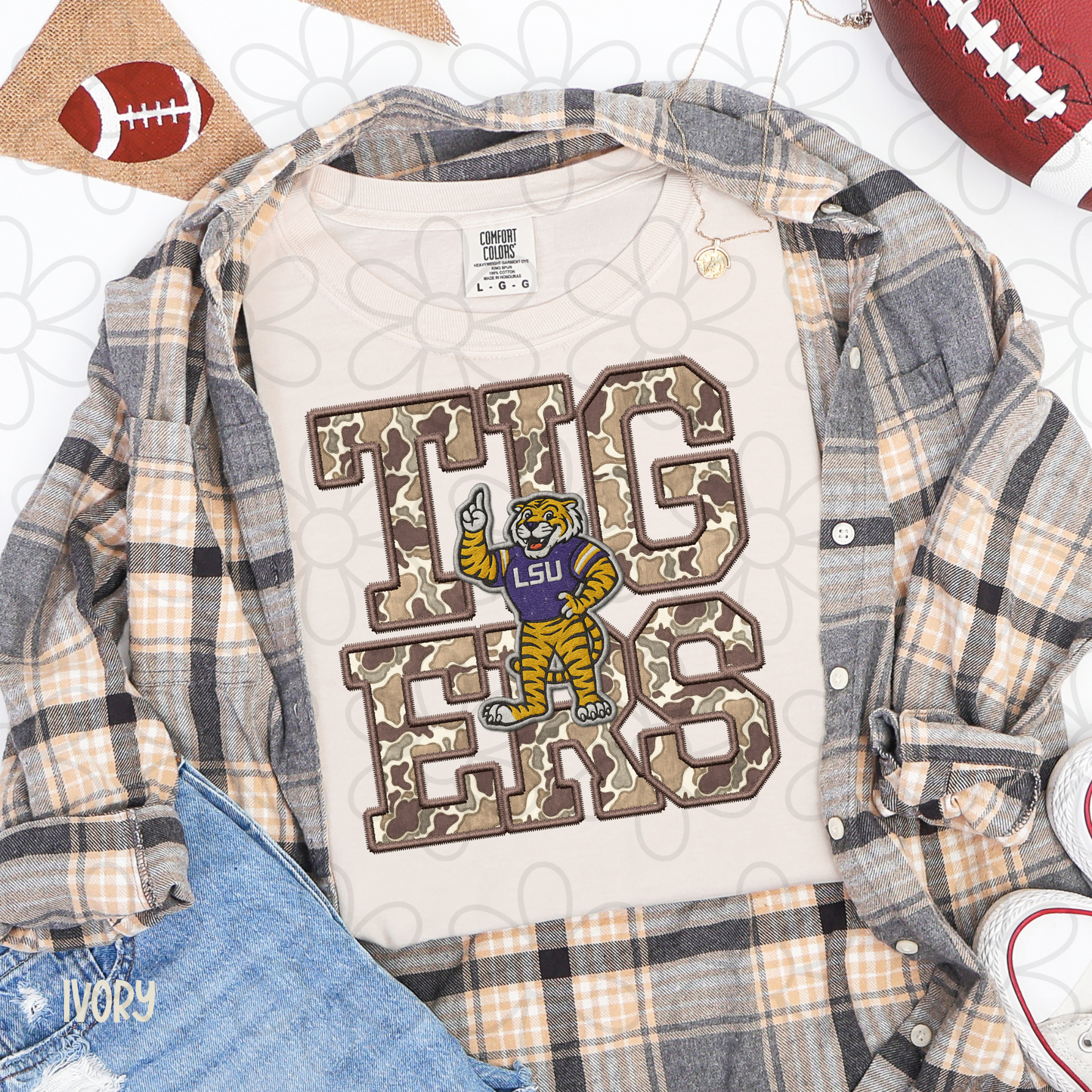 Camo Football Teams Mascot (Multiple Options) Kids Completed Tee