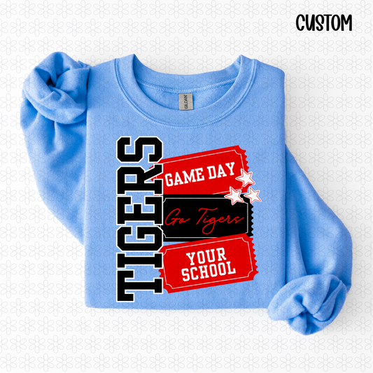 Game Day Tickets CUSTOM ANY COLORS Completed Tee