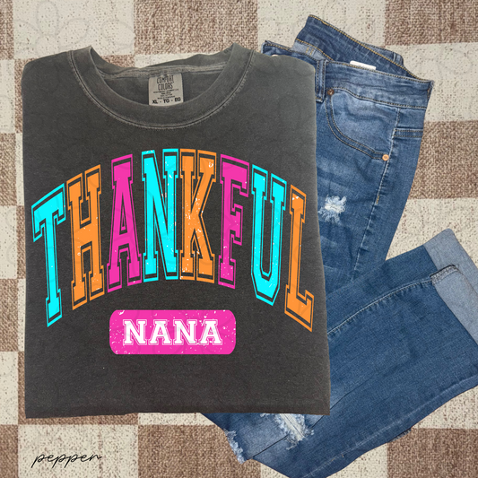Colorful Thankful Name (Multiple Options) Completed Tee